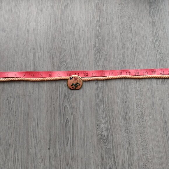 Vintage Cloisonne Rope Necklace Peach Orchid Floral Flower Butterfly Taiwan - Picture 7 of 11